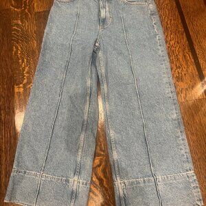 NWT Zara Women's Blue Wide Leg Cropped Jeans US  6